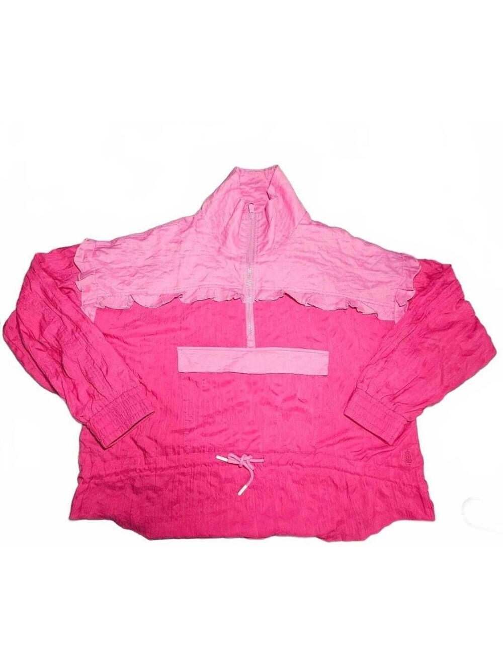 FP Movement Pink Ruffle Anorak Windbreaker Women M